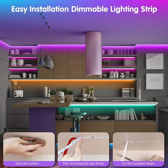 Tenmiro Led Lights for Bedroom 100ft Music Sync Color Changing Strip Lights
