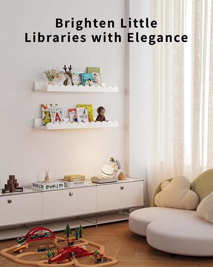 Shario Nursery Book Shelves, Scalloped Shelves, Wall Book Shelves