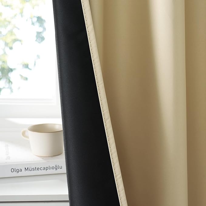 RYB HOME Bedroom Blackout Curtains 80 inches Long, 100% Blackout Thermal