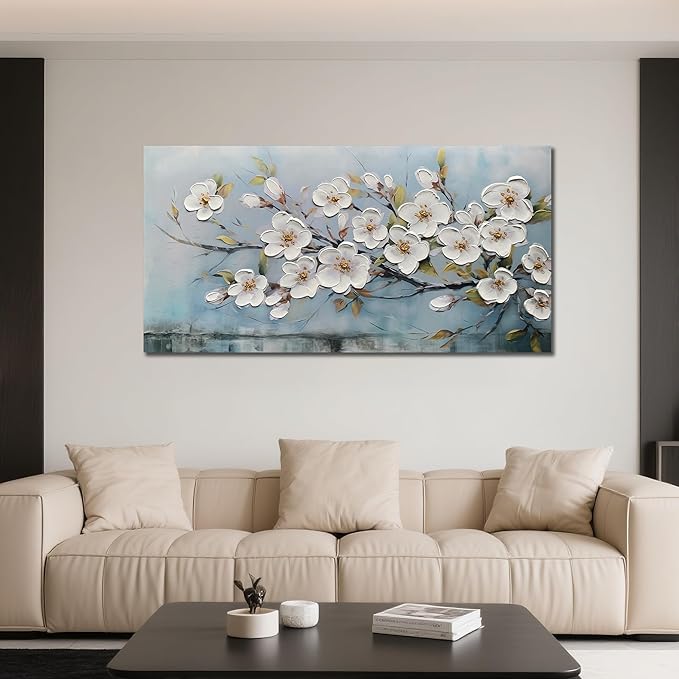 Anolyfi White Textured Flowers Wall Art