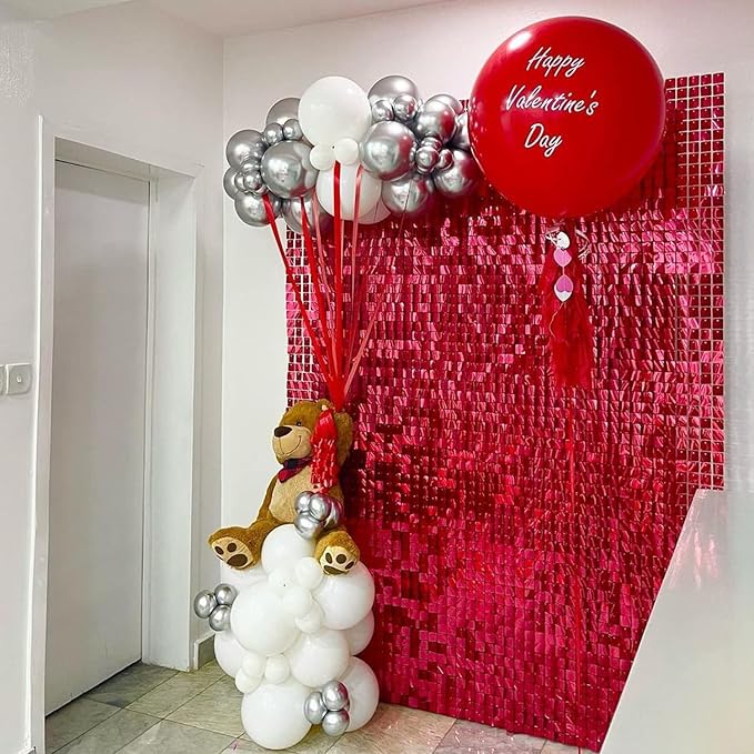 COKAOBE Red Shimmer Wall Backdrop, Photo Backdrops