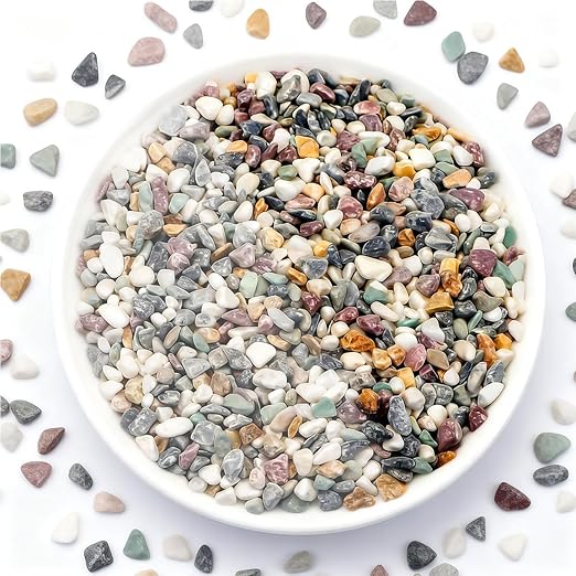 River Rocks,Landscaping Pebbles,Decorative Ornamental Pebbles,Garden Landscaping Stones,Gravel Filler for Home Decoration Flower Bed Fish Tank Plants Vases Succulents (Natural, 1 Pound)