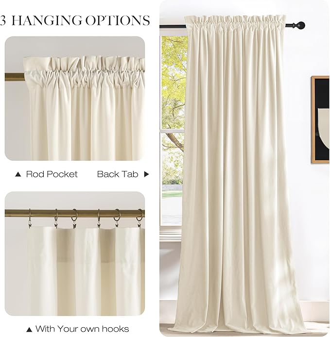 NICETOWN Ivory White Winter Velvet Curtains