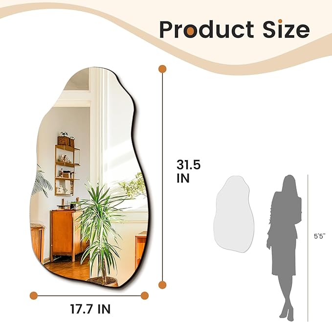 TRAHOME 32'' x 18'' Irregular Asymmetrical Wall Mirror