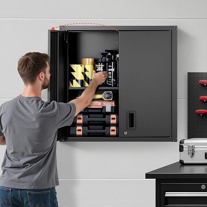 VEVOR Metal Wall Cabinet, 30W x 12.2D x 30H Inch, Steel Floating Hanging