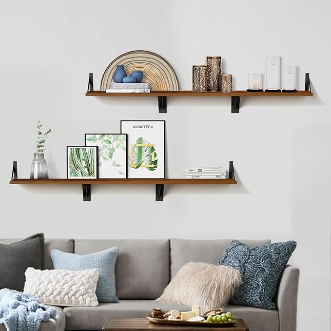 Forbena Walnut Brown Wall Bookshelf