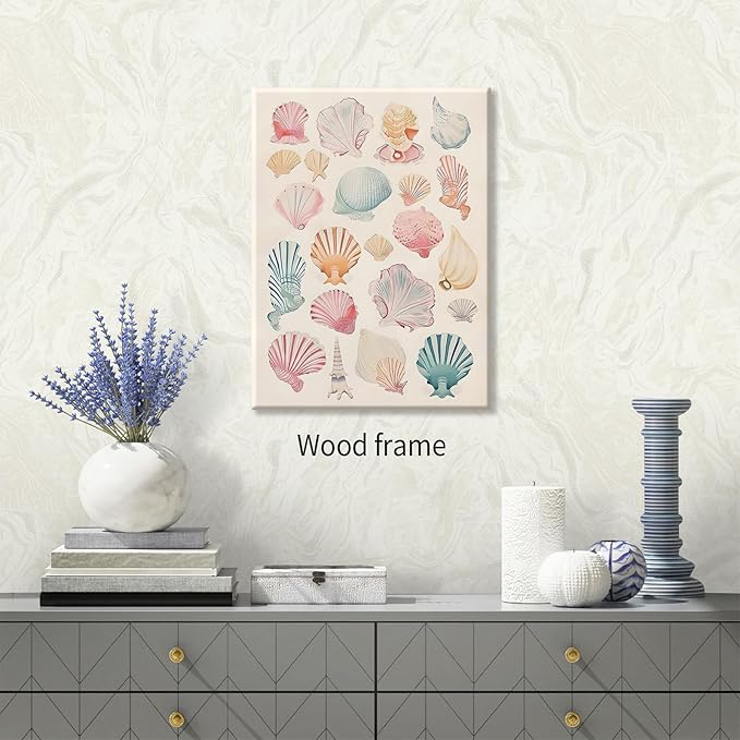 Pink Seashell Posters Coastal Cowgirl Canvas Wall Art Beach House Starfish
