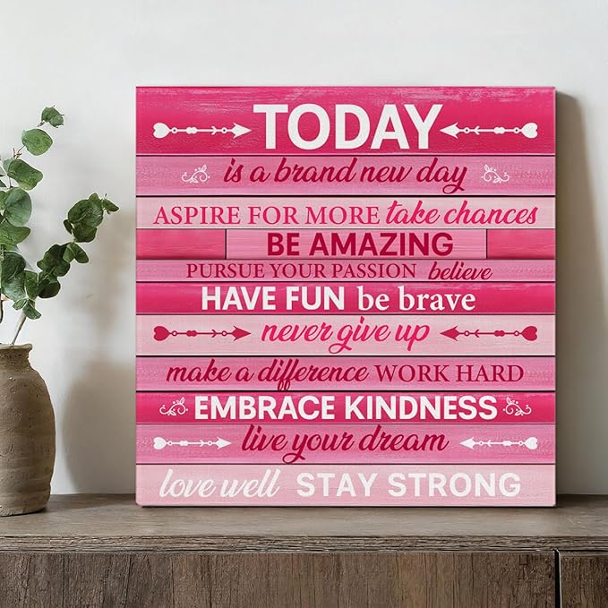 Pink Wall Decor, Inspirational Office Wall Art
