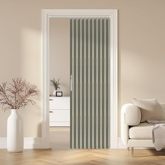 AJAZZ 100% Blackout Accordion Door Magnetic Door Curtain Folding Closet Doors