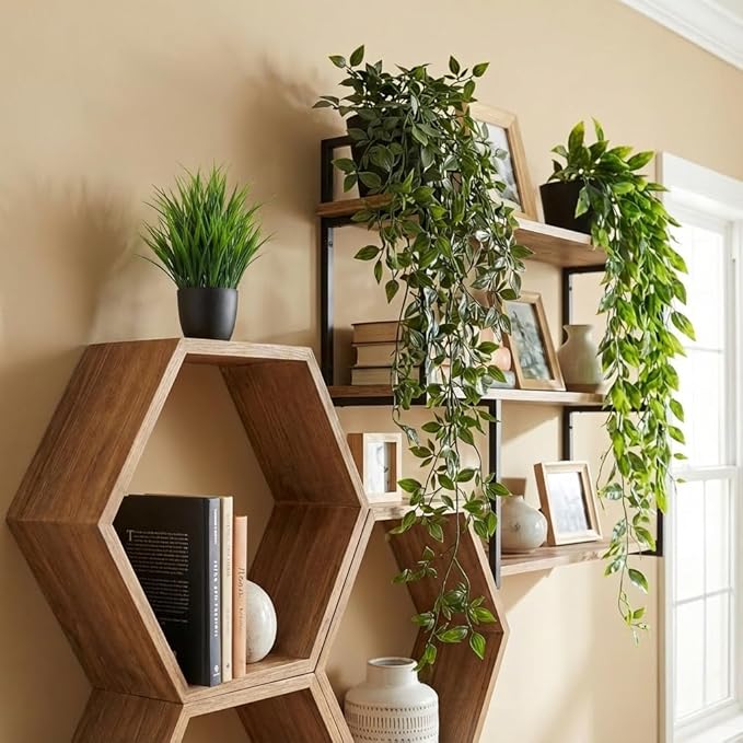 5 Pack Fake Plants for Wall Home Room Office, Artificial Hanging Plants