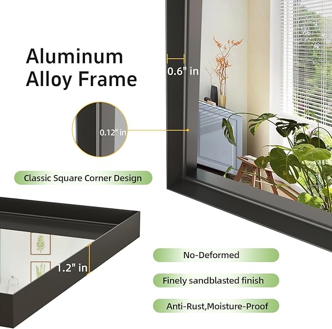 40x30 Inch Black Bathroom Mirrors
