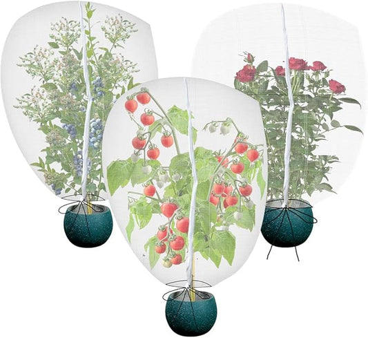 Gardtree 3PCS 2.4 x 4 FT Small Garden Plant Netting Covers with Double Zipper & Drawstring â Potted Plant Mesh Cover for Strawberries, Herbs & Flowers â Reusable Anti-Squirrel Barrier