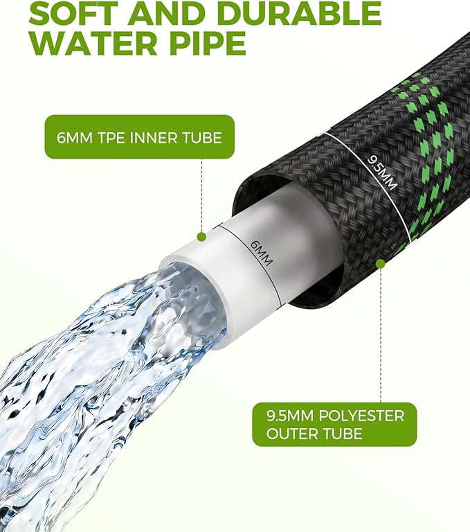 100ft Garden Hose, Non-Expandable Water Hose with 8 Function Spray Nozzle, Lightweight, Knik-Free, Burst-Resistant, Durable & Flexible 3/4" Garden Hose for Lawn, House Cleaning, Car Washing