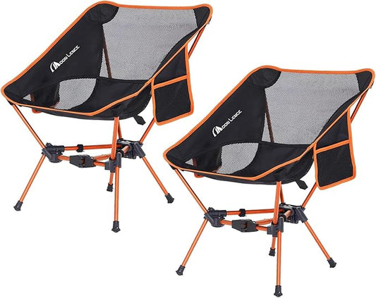 MOON LENCE Portable Camping Chair Backpacking Chair - The 4th Generation Ultralight Folding Chair - Compact, Lightweight Foldable Chairs for Hiking Mountaineering, Beach (Orange-2Pack)