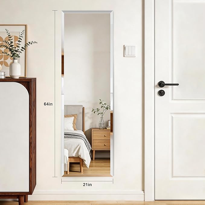 Frameless Mirror Full Length 64”x21”| Wall Mount Mirror Full Length Beveled