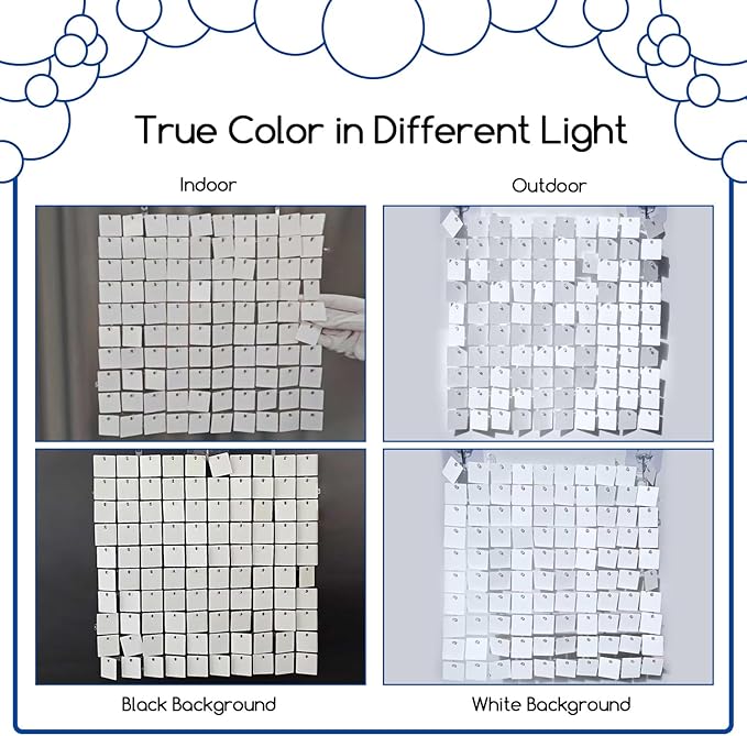 COKAOBE Matte White Sequin Wall Backdrop, Photo Backdrops