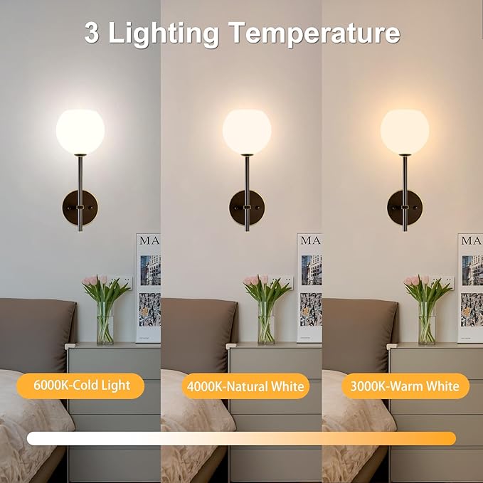Brown Gold Battery Operated Wall Sconces Set of 2, Rechargeable Wireless Wall