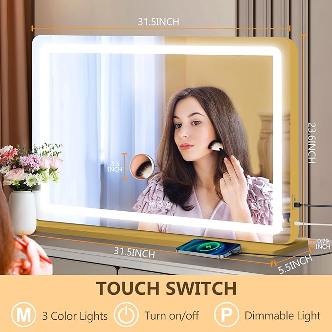 Ratsamee Vanity Mirror with Lights, Led Makeup Mirror, Lighted Makeup Mirror