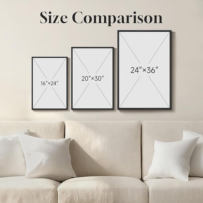 Framed Black White and Gold Abstract Wall Art