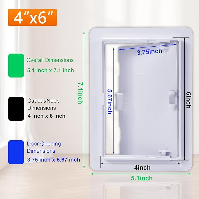 Suteck Plastic Access Panel for Drywall Ceiling 4 x 6 Inch Reinforced Plumbing
