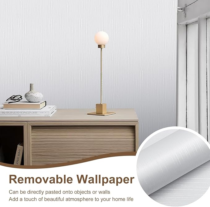 Sliver Grasscloth Peel and Stick Wallpaper Modern Grasscloth Wallpaper 15.7" x