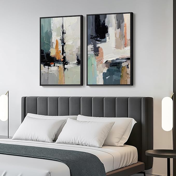 Large Framed Colorful Abstract Wall Art