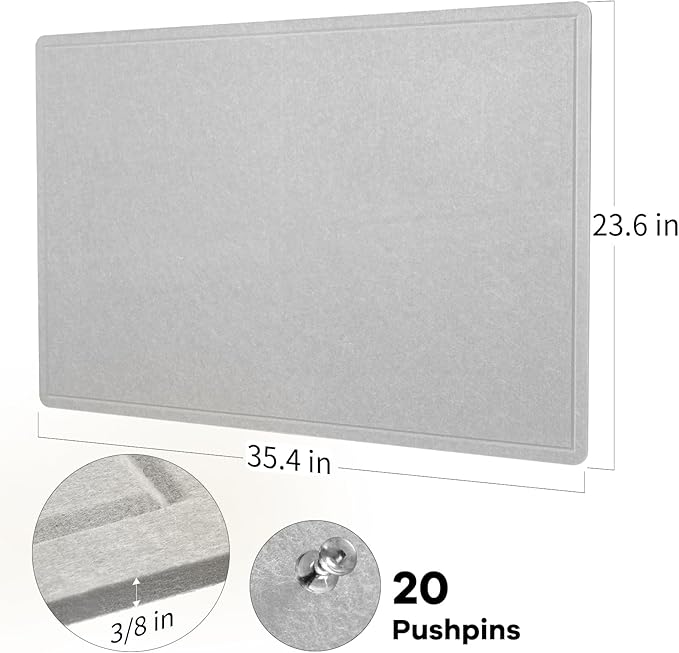 Lightomorrow Bulletin Board, 36 x 24 Inches Felt Pin Board, Cork Alternative
