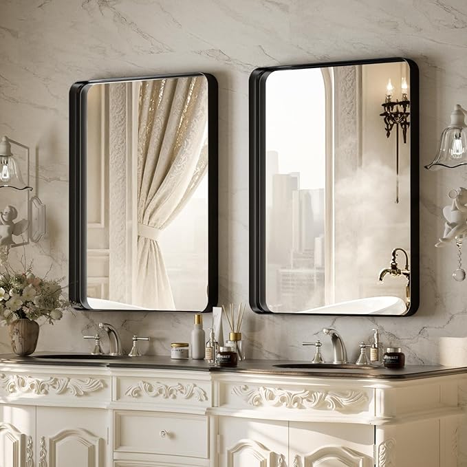 VooBang Bathroom Mirror 24x32 inch, Modern Round Corner Bathroom Vanity Mirror