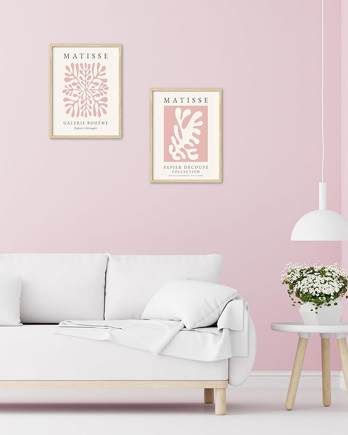 HesenDot Unframed Pink Wall Art Set of 3, 12x16in Matisse Canvas Prints