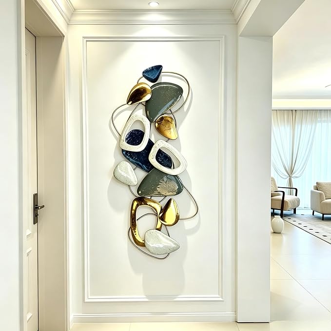 Roivikis Large Metal Wall Art Decor, 3D Abstract Stone-inspired Handcrafted Modern Wall Sculptures for Living Room, Bedroom, Entryway 59" x 24"