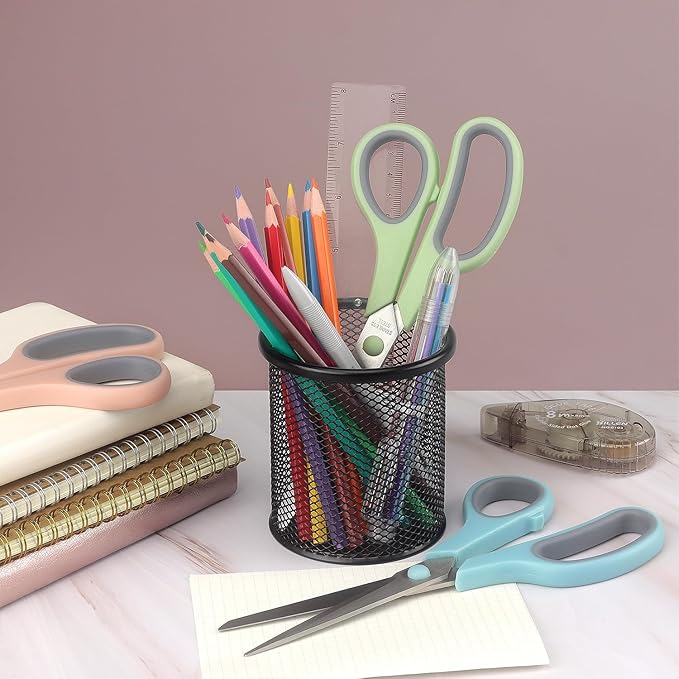 Scissors 8.5 Inch scissors all purpose Bulk Set of 3, Scissors for Office Home School Craft Supplies, Soft Comfort-Grip Right/Left Hand, Gray