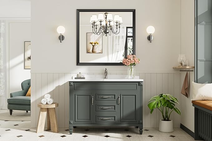 Briivue 40x38 Inch Black Bathroom Mirror