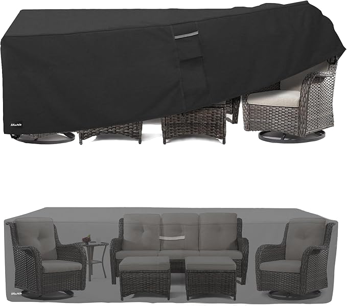 ANartcle Patio Furniture Covers 88L x 62W x 28H inch,600D Waterproof Heavy Duty Outdoor Furniture Covers,Outdoor Wicker Furniture Set with Swivel Patio Chairs General Purpose Furniture Cover,Black