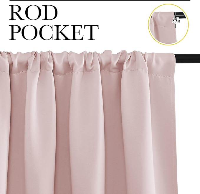 NICETOWN Blackout Curtains for Living Room, Blush Pink, 2 Panels, 42 by 63