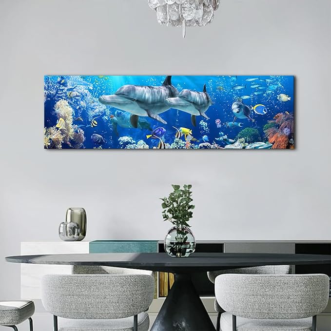 Ocean Dolphin Wall Art for Bathroom Nautical Theme Picture Photo Coastal Room