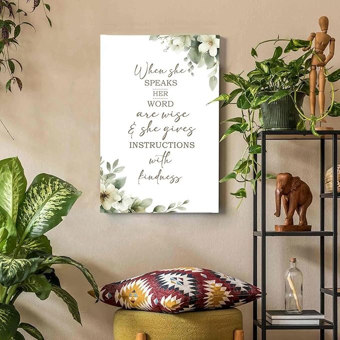 HIWX Christian Wall Decor, Sage Green Botanical Bible Verses Framed Canvas