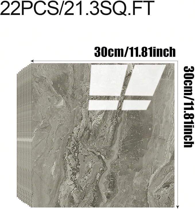 Chejiaye 22pcs Marble Peel and Stick Backsplash Waterproof Washroom Wall Panels