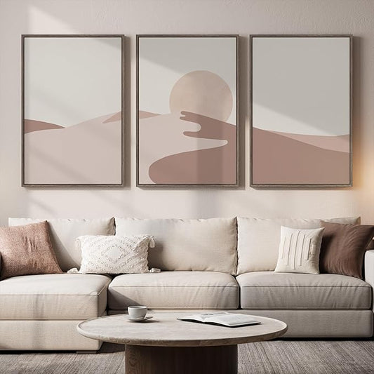 Large Framed Neutral Earth Tone Desert Wall Art