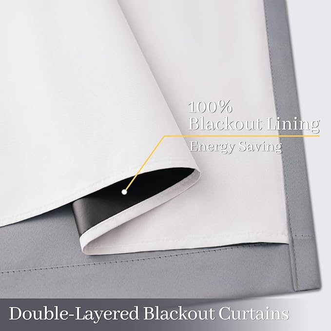 Yakamok 100% Blackout Curtain Panels 72 inches Cold and Light Blocking Drapes