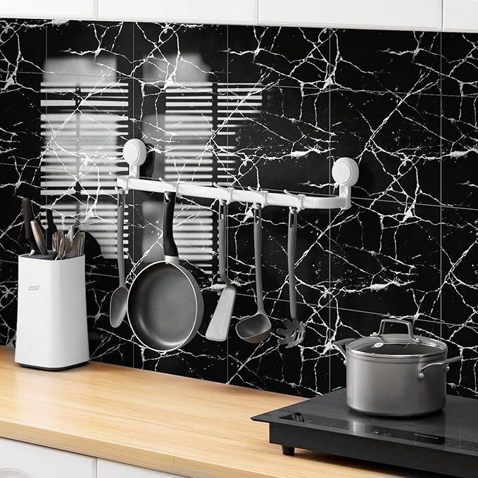 Chejiaye 10pcs Marble Peel and Stick Backsplash Waterproof Washroom Wall Panels