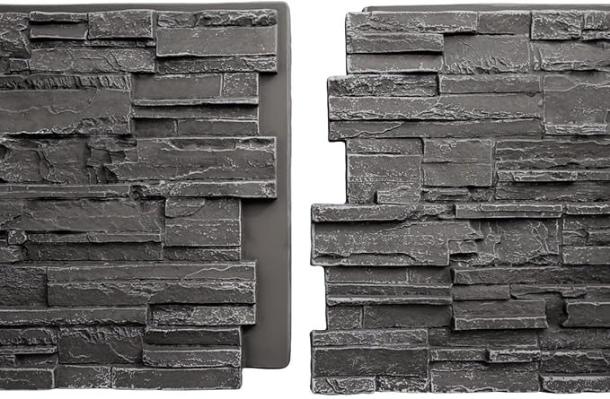 EverStone Cascade Faux Stone Panel, 48 5/8"W x 24 3/4"H x 1 1/4"D, Graphite