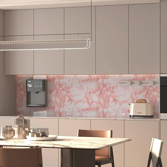 Extra Wide Marble Contact Paper Granite Peel and Stick Wallpaper Pink Glossy