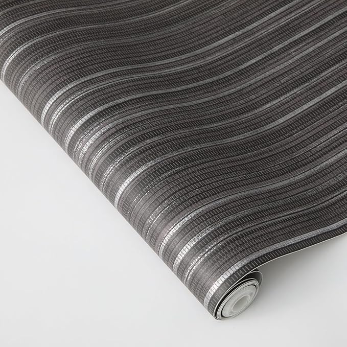 Tempaper Black Linen Grasscloth Removable Peel and Stick Wallpaper, 20.5 in X