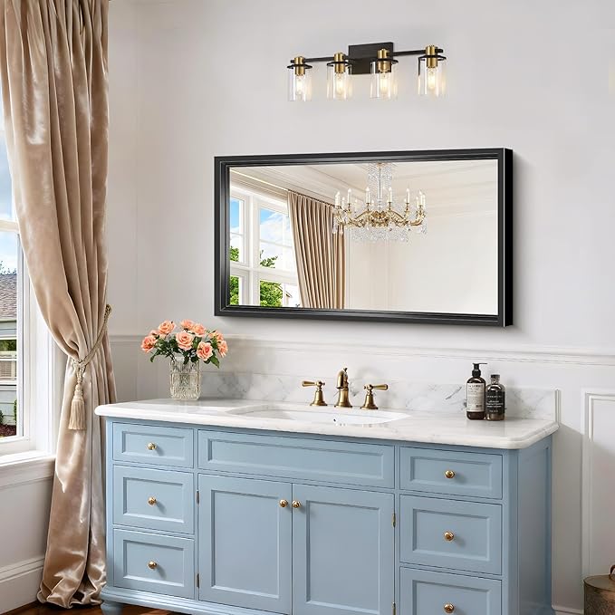 20x36 Inch Black Bathroom Mirror, Brushed Black Rectangle Mirror