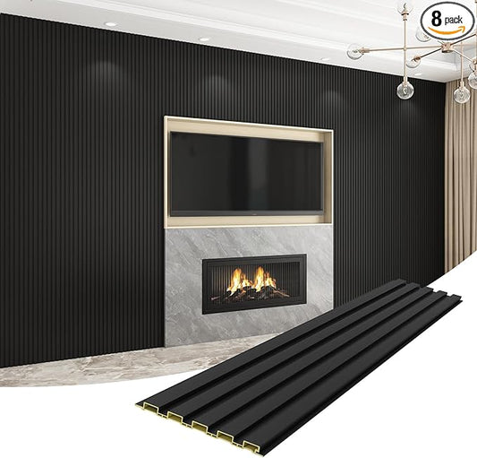 8-Pack WPC Wall Panels 108ââ x 6.3ââ 3D Slat Wall Panel Acoustic Wall Paneling