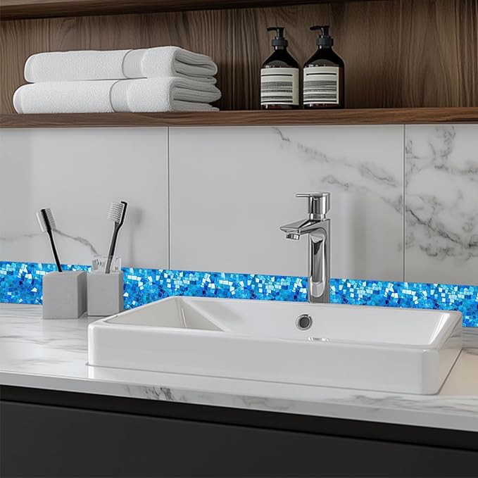 HOMETITUTE Wallpaper Border Peel and Stick Wall Accent PVC Mosaic Wall Borders