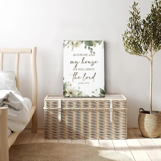 HIWX Christian Wall Decor, as for Me and My House Bible Verses Sage Green