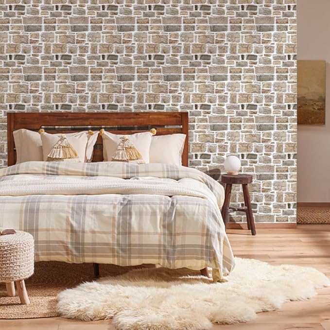 COMSTICKC 3D Faux Stone Peel and Stick Wall Panel, Faux Brick Wall Panels
