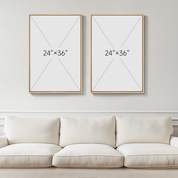 Large Framed Neutral Line Abstract Wall Art Set of 2