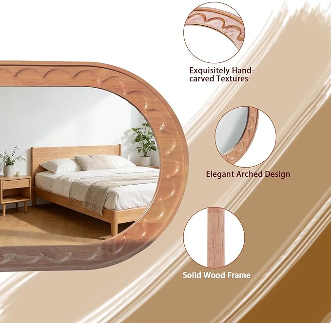 Entryway Small Mirrors for Wall, 16 x 12 Inch Bathroom Wood Mirror